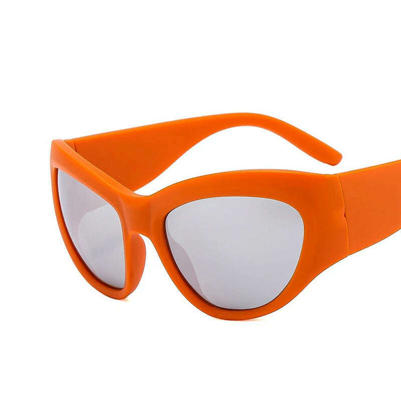 KIMLUD, Y2K Punk Women Men Mirror Sunglasses Futuristic Steampunk Luxury Brand Designer Vintage Shades UV400 Eyewear, Orange, KIMLUD APPAREL - Womens Clothes