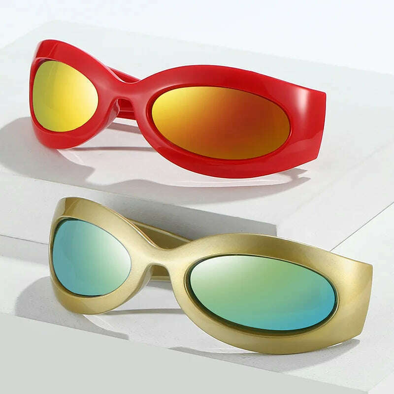 Y2K Vintage Punk Cat Eye Sunglasses Women For Men Trending Sun Glasses Fashion Luxury Brand Designer Cycling Sport Goggle UV400 - KIMLUD