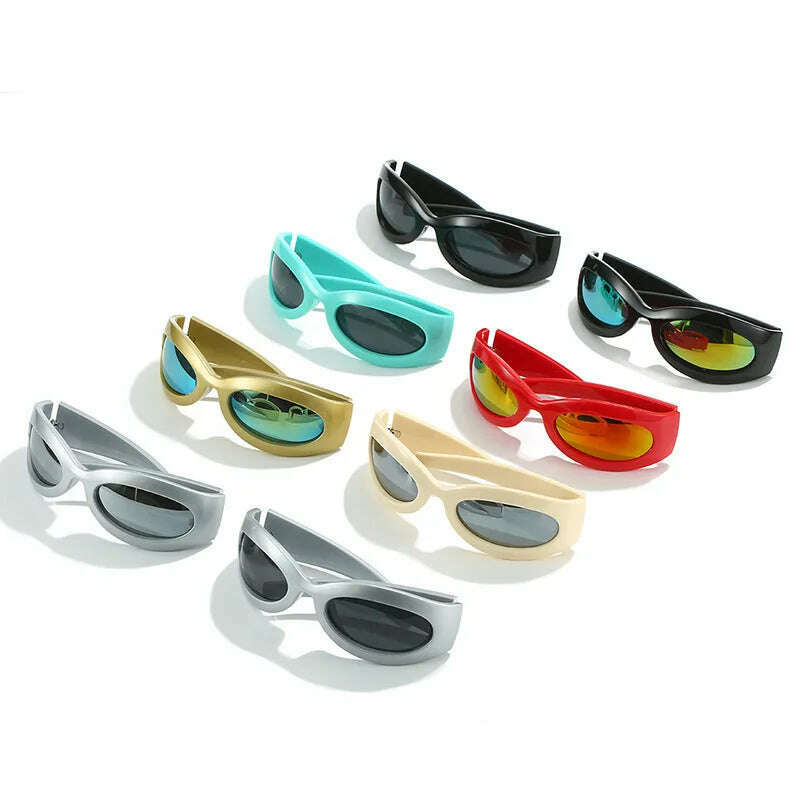 Y2K Vintage Punk Cat Eye Sunglasses Women For Men Trending Sun Glasses Fashion Luxury Brand Designer Cycling Sport Goggle UV400 - KIMLUD