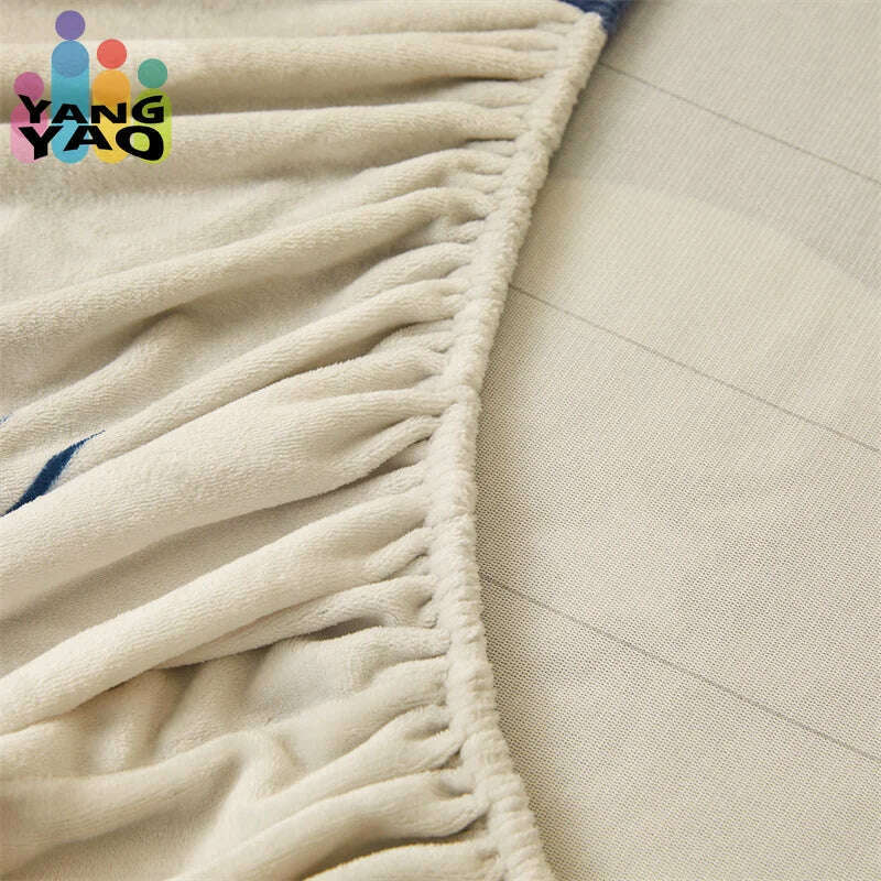Yaapeet Winter Fitted Sheet Velvet Bedsheets fundas de colchón Skin-friendly Mattress Cover Warm Bed Linen (No Pillowcase) - KIMLUD