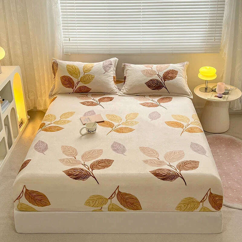 Yaapeet Winter Fitted Sheet Velvet Bedsheets fundas de colchón Skin-friendly Mattress Cover Warm Bed Linen (No Pillowcase) - KIMLUD