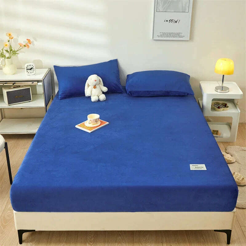 Yaapeet Winter Fitted Sheet Velvet Bedsheets fundas de colchón Skin-friendly Mattress Cover Warm Bed Linen (No Pillowcase) - KIMLUD
