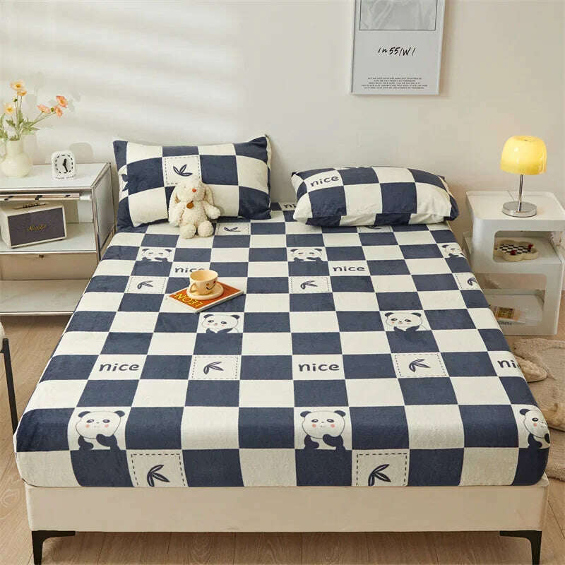 Yaapeet Winter Fitted Sheet Velvet Bedsheets fundas de colchón Skin-friendly Mattress Cover Warm Bed Linen (No Pillowcase) - KIMLUD