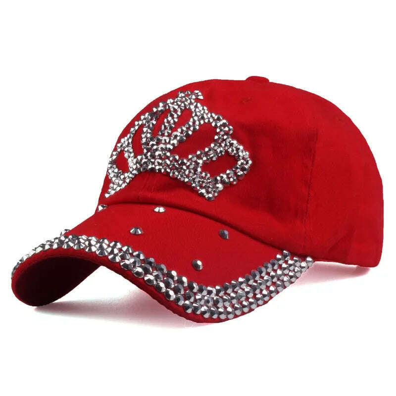 KIMLUD, [YARBUU]Baseball Caps 2022 New Fashion Style Men And Women&#39;s Sun Hat Rhinestone Hat Denim And Cotton Snapback Cap Free Shipping, red / China / Adjustable|>8Y, KIMLUD APPAREL - Womens Clothes