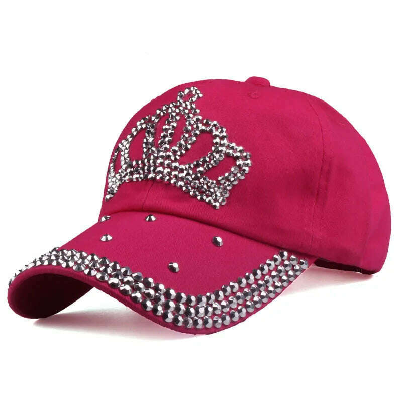 KIMLUD, [YARBUU]Baseball Caps 2022 New Fashion Style Men And Women&#39;s Sun Hat Rhinestone Hat Denim And Cotton Snapback Cap Free Shipping, rose red / China / Adjustable|>8Y, KIMLUD APPAREL - Womens Clothes