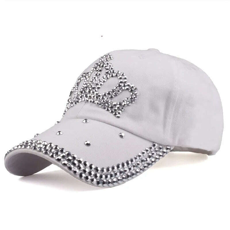 KIMLUD, [YARBUU]Baseball Caps 2022 New Fashion Style Men And Women&#39;s Sun Hat Rhinestone Hat Denim And Cotton Snapback Cap Free Shipping, white / China / Adjustable|>8Y, KIMLUD APPAREL - Womens Clothes