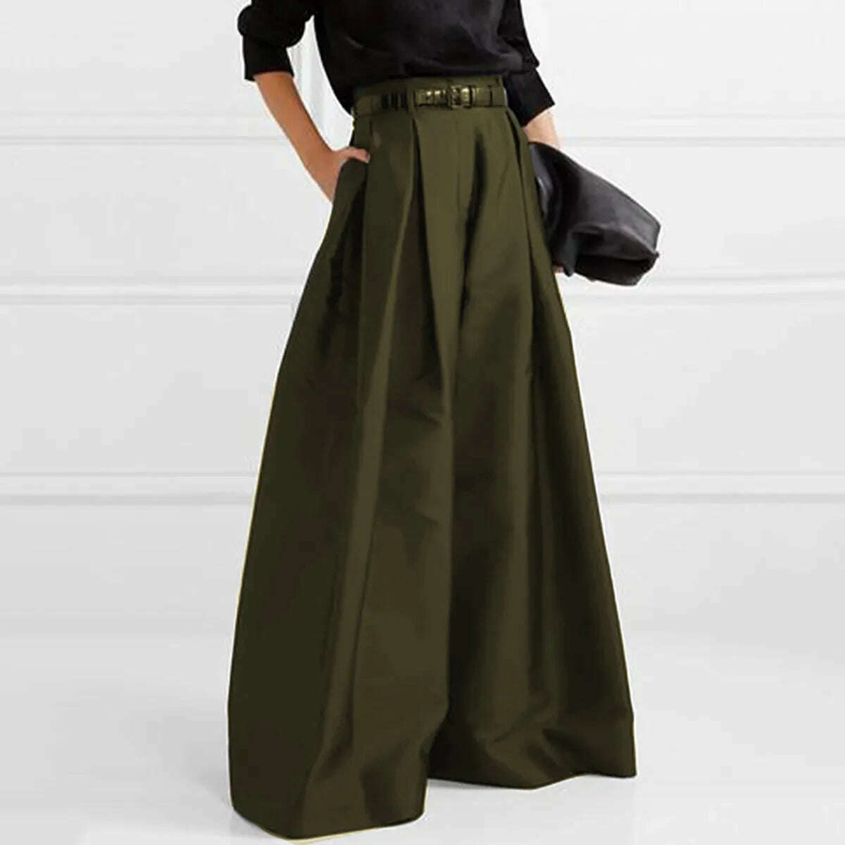 Yeezzi 2022 Spring and Summer Female Fashion Stylish Urban Casual Loose High Waisted Solid Color Wide Leg Pants for Women - KIMLUD