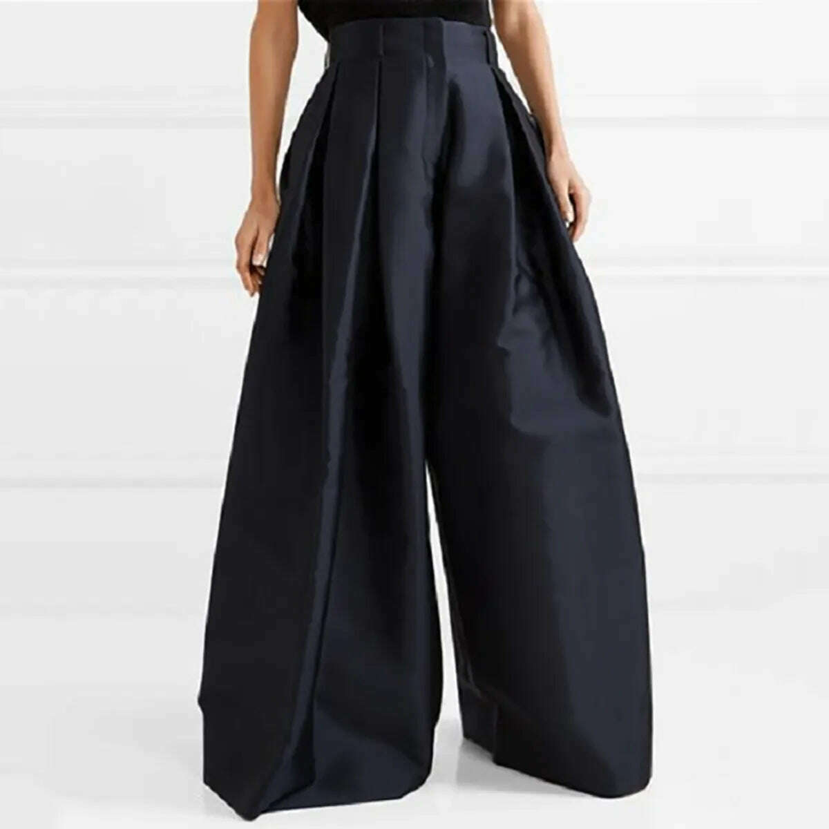 Yeezzi 2022 Spring and Summer Female Fashion Stylish Urban Casual Loose High Waisted Solid Color Wide Leg Pants for Women - KIMLUD