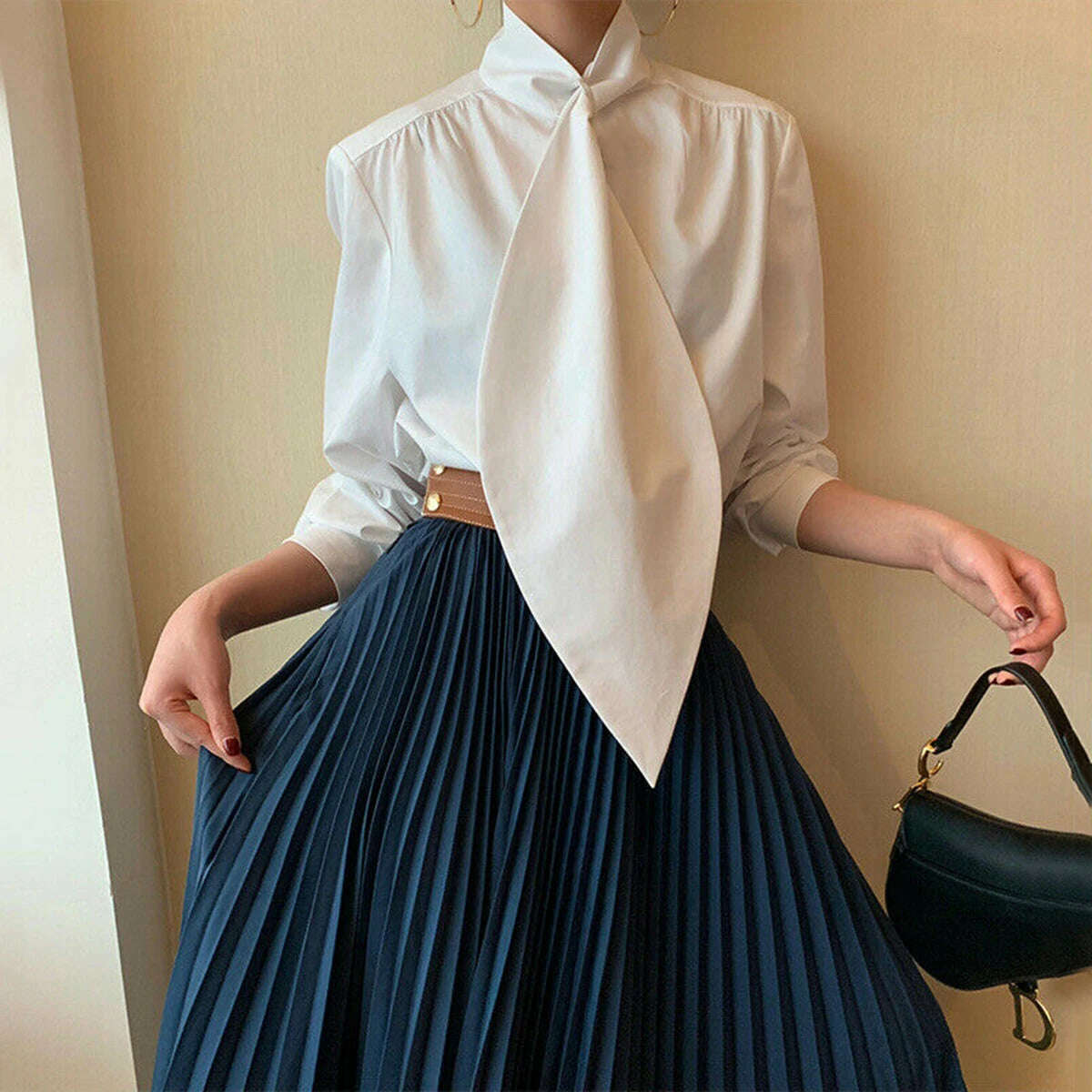 Yeezzi 2022 Spring Summer Female Elegant White Long Sleeves Oversize Tops Shirt Blouse For Women, KIMLUD Women's Clothes