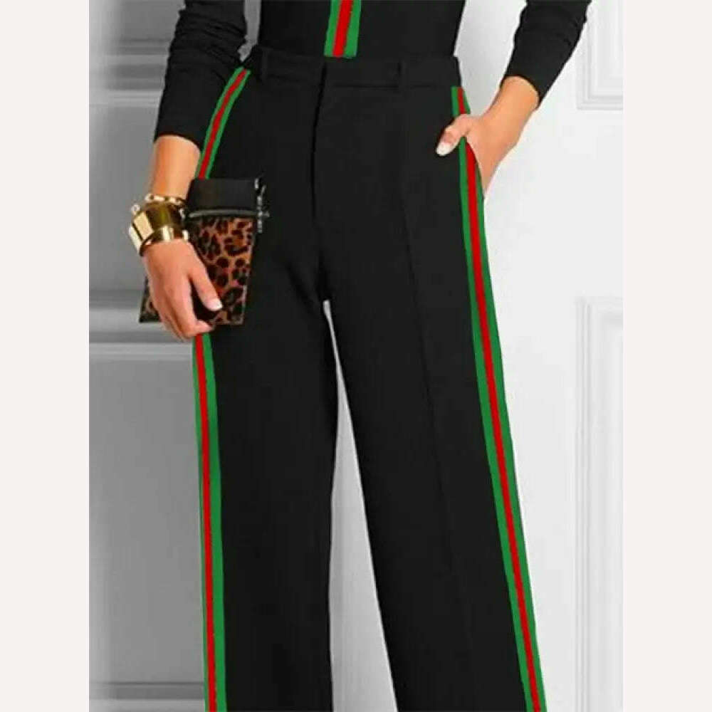 KIMLUD, Yeezzi 2024 New Fashion Women Striped Straight-Leg Pants Spring Summer Loose High Waist Zipper Casual Office Trousers Bottoms, KIMLUD Womens Clothes