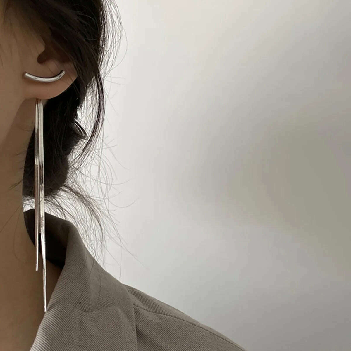 KIMLUD, Yeezzi Original Solid Tasseled Shiny Simple Cold Artistic and Fresh Temperament Versatile Tassel Earrings Ear Drop for Women, KIMLUD Womens Clothes