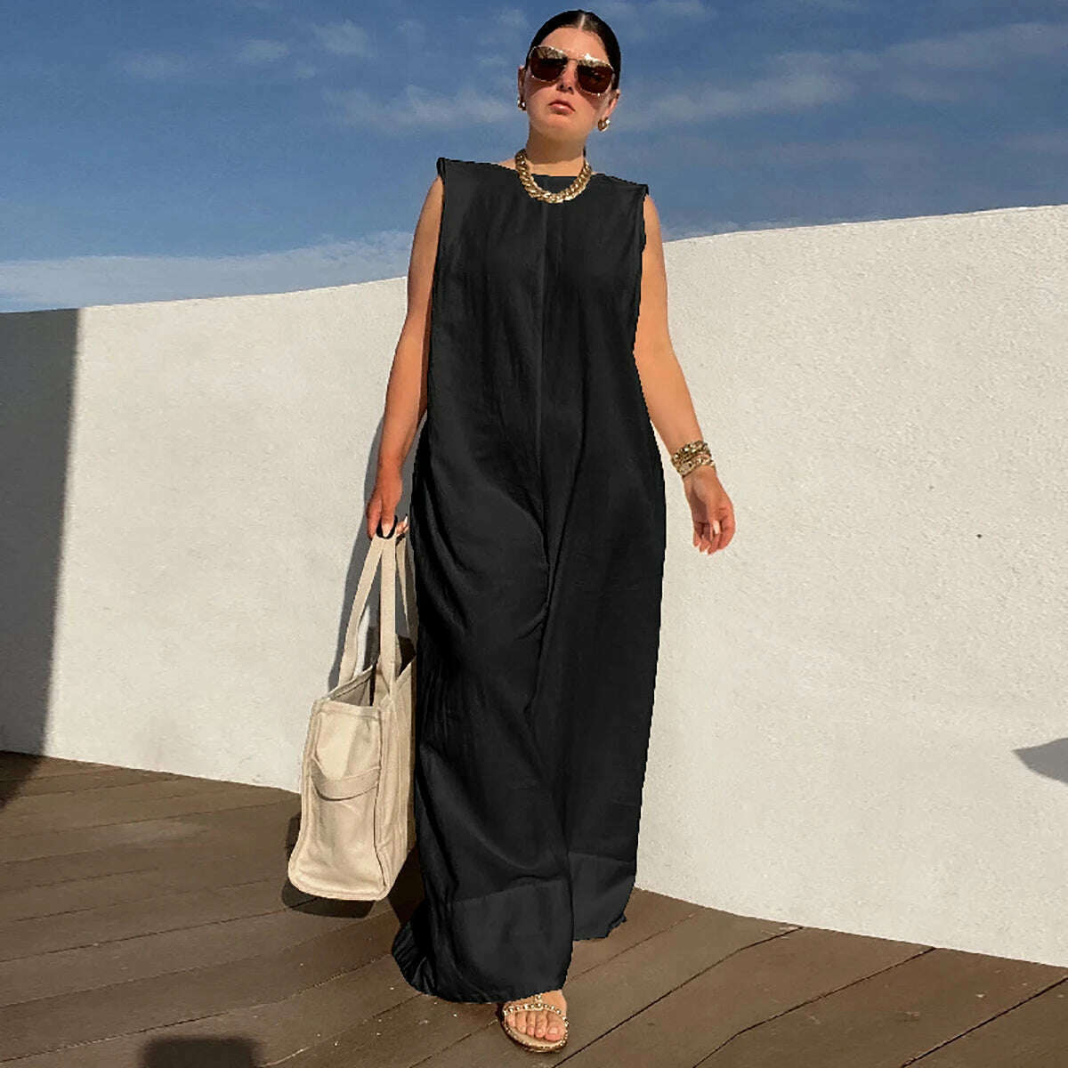 Yeezzi Solid Color Sleeveless Wide Leg Fitness Summer Fashion Female Loose White Black Casual Cool Jumpsuits for Women 2022 - KIMLUD