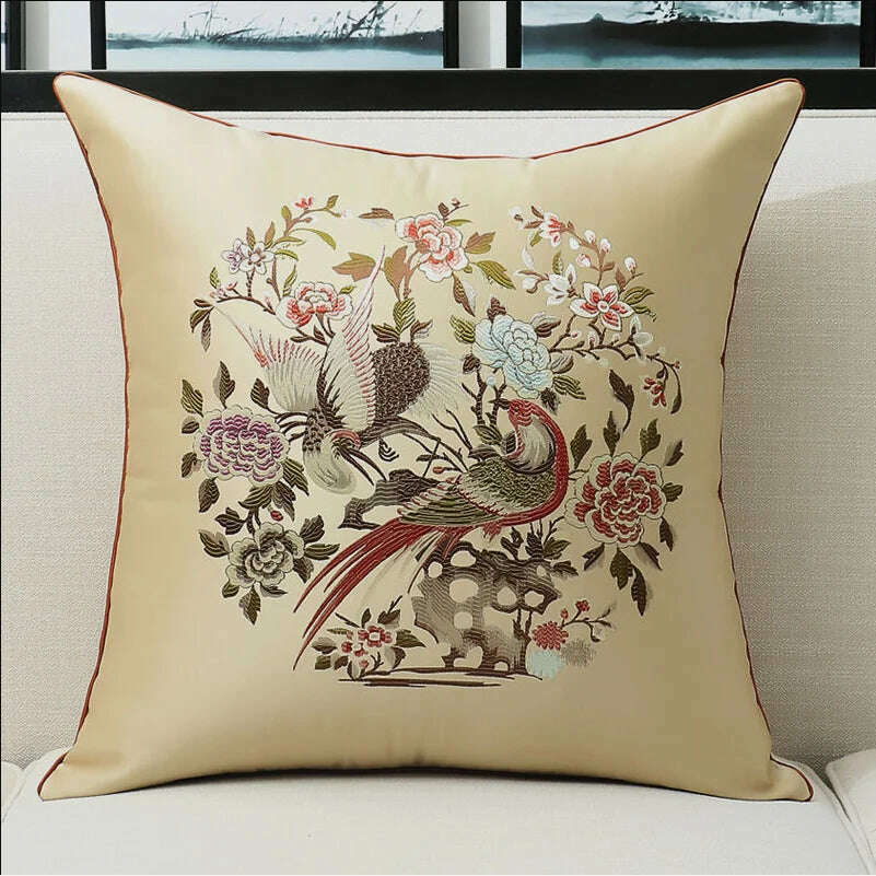 KIMLUD, Yellow Blue Beige Cushion Covers Luxury Modern New Chinese Style Embroidery Decorative Pillow Cases Sofa Bedroom Living Room Car, 45X45cm Pillowcase / 011, KIMLUD APPAREL - Womens Clothes