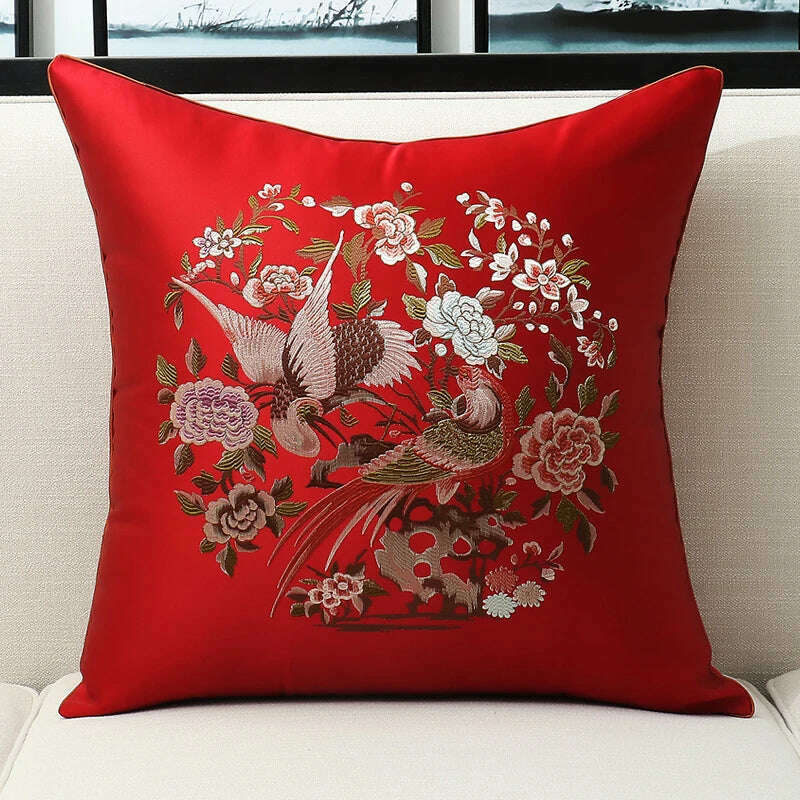 KIMLUD, Yellow Blue Beige Cushion Covers Luxury Modern New Chinese Style Embroidery Decorative Pillow Cases Sofa Bedroom Living Room Car, 45X45cm Pillowcase / 010, KIMLUD APPAREL - Womens Clothes