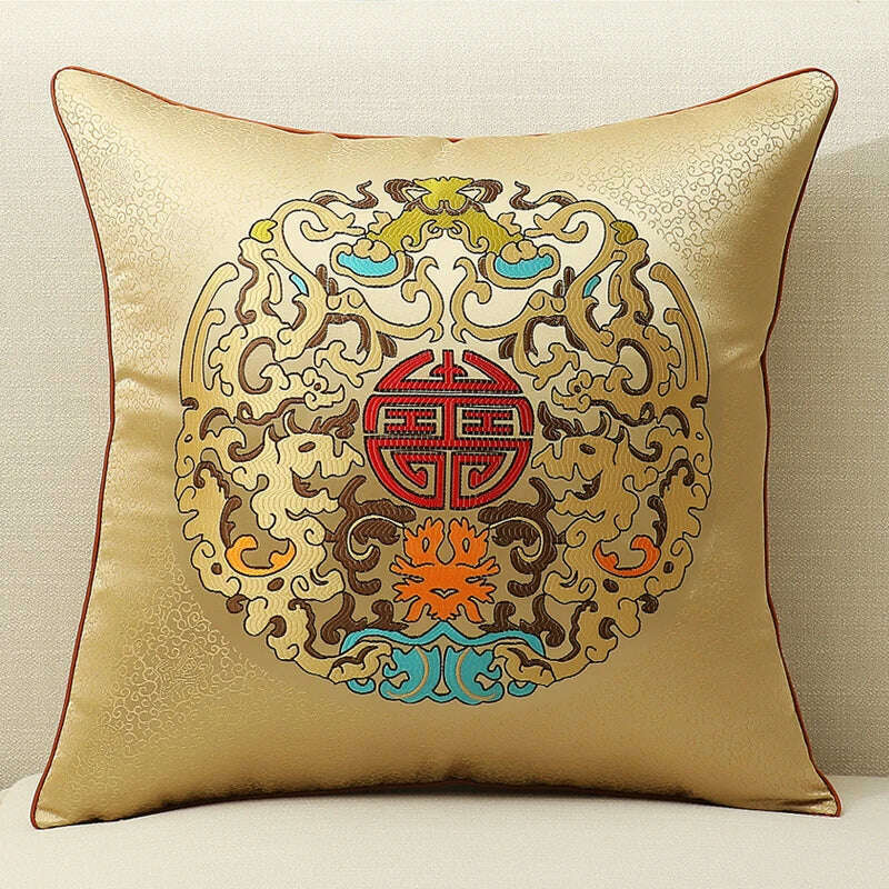 KIMLUD, Yellow Blue Beige Cushion Covers Luxury Modern New Chinese Style Embroidery Decorative Pillow Cases Sofa Bedroom Living Room Car, 45X45cm Pillowcase / 06, KIMLUD APPAREL - Womens Clothes