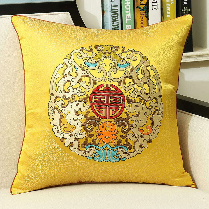 KIMLUD, Yellow Blue Beige Cushion Covers Luxury Modern New Chinese Style Embroidery Decorative Pillow Cases Sofa Bedroom Living Room Car, 45X45cm Pillowcase / 05, KIMLUD APPAREL - Womens Clothes