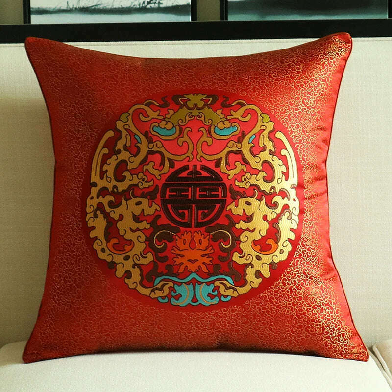 KIMLUD, Yellow Blue Beige Cushion Covers Luxury Modern New Chinese Style Embroidery Decorative Pillow Cases Sofa Bedroom Living Room Car, 45X45cm Pillowcase / 07, KIMLUD Womens Clothes