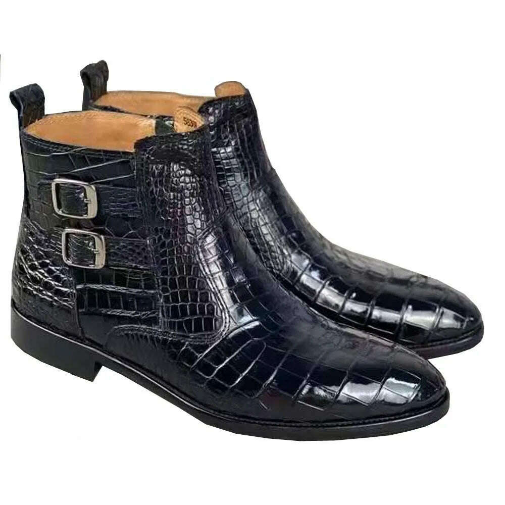 KIMLUD, yingshang new arrival men crocodile leather boots men crocodile boots men boots leather sole crocodile belly  shoes for male, KIMLUD Womens Clothes