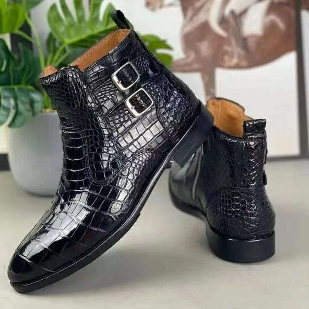 KIMLUD, yingshang new arrival men crocodile leather boots men crocodile boots men boots leather sole crocodile belly  shoes for male, KIMLUD Womens Clothes