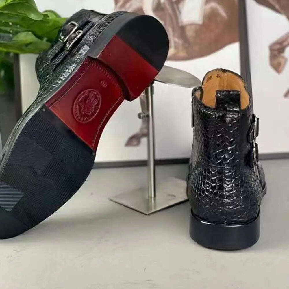 KIMLUD, yingshang new arrival men crocodile leather boots men crocodile boots men boots leather sole crocodile belly  shoes for male, KIMLUD Womens Clothes