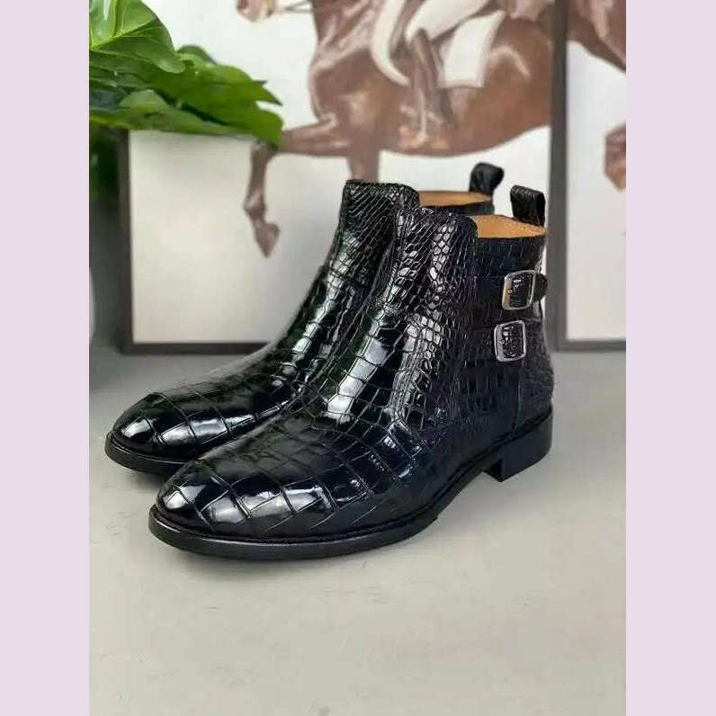 KIMLUD, yingshang new arrival men crocodile leather boots men crocodile boots men boots leather sole crocodile belly  shoes for male, KIMLUD Womens Clothes