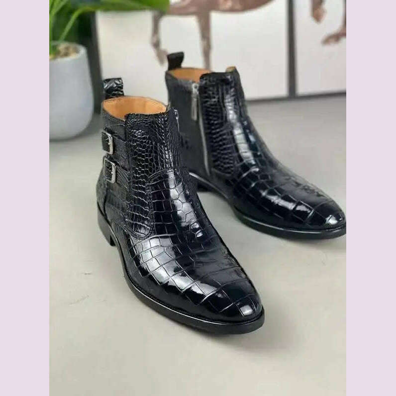 KIMLUD, yingshang new arrival men crocodile leather boots men crocodile boots men boots leather sole crocodile belly  shoes for male, KIMLUD Womens Clothes