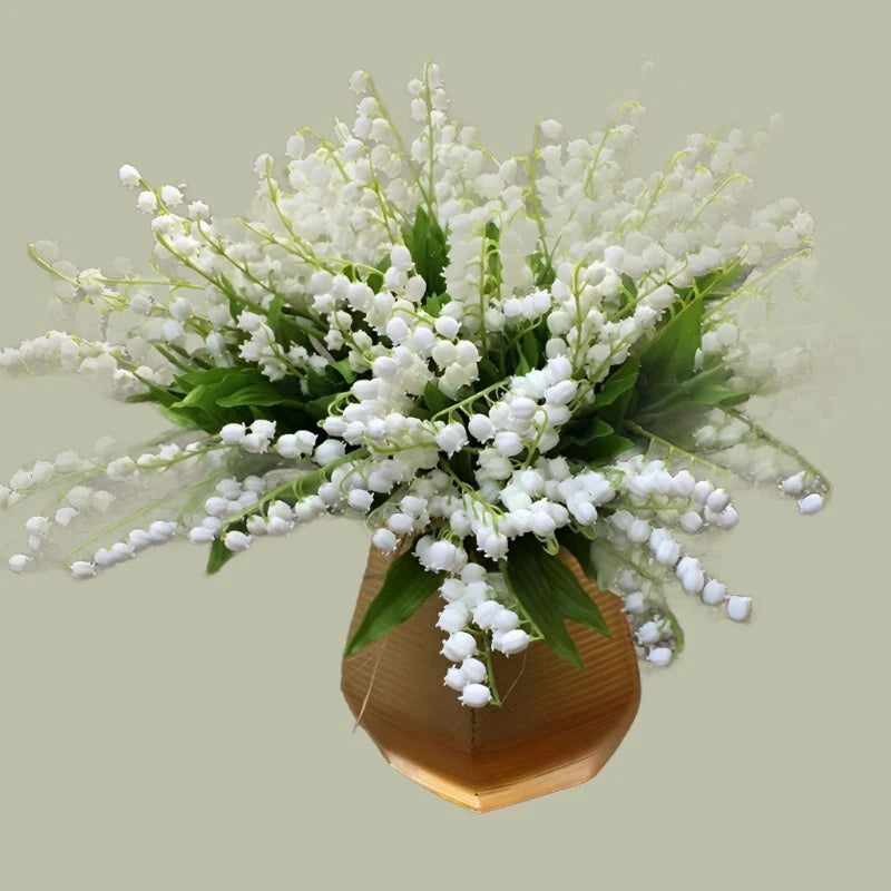 KIMLUD, YO CHO Special Designed Vally Lily Flower Branches Real Touch Artificial Convallaria Wedding Home Decoration Flowers, White, KIMLUD APPAREL - Womens Clothes