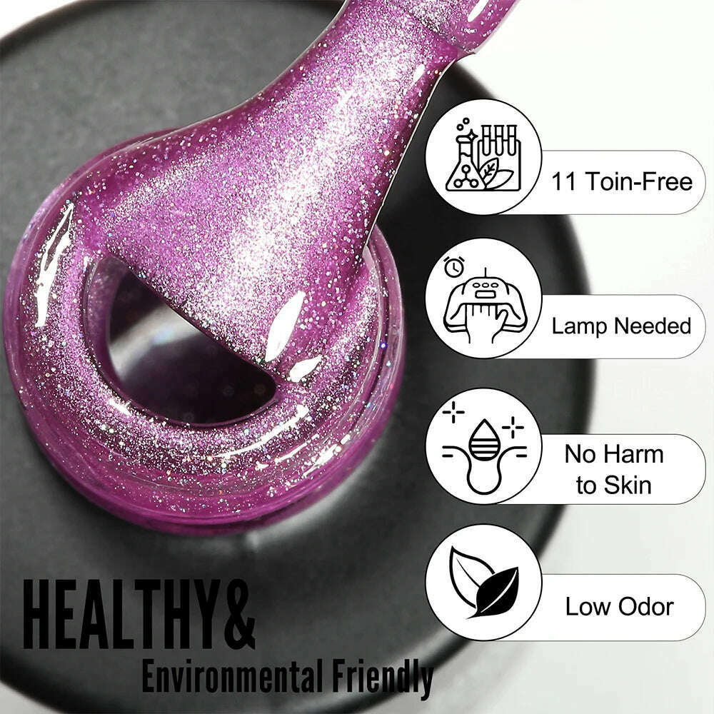 YOKEFELLOW 10ml 9D Cat Magnetic Gel Polish Semi Permanent Soak Off Rainbow Glitter Nail Gel Polish UV Gel Varnish For Manicure - KIMLUD