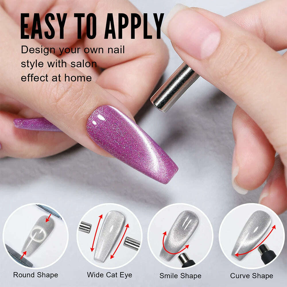 YOKEFELLOW 10ml 9D Cat Magnetic Gel Polish Semi Permanent Soak Off Rainbow Glitter Nail Gel Polish UV Gel Varnish For Manicure - KIMLUD
