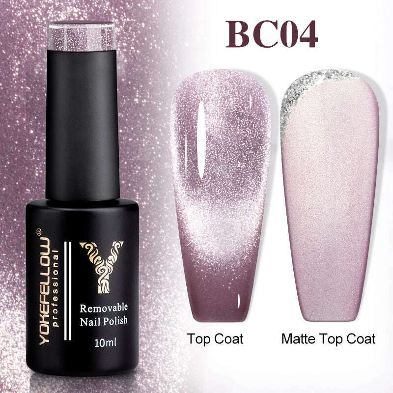 YOKEFELLOW 10ml 9D Cat Magnetic Gel Polish Semi Permanent Soak Off Rainbow Glitter Nail Gel Polish UV Gel Varnish For Manicure - KIMLUD