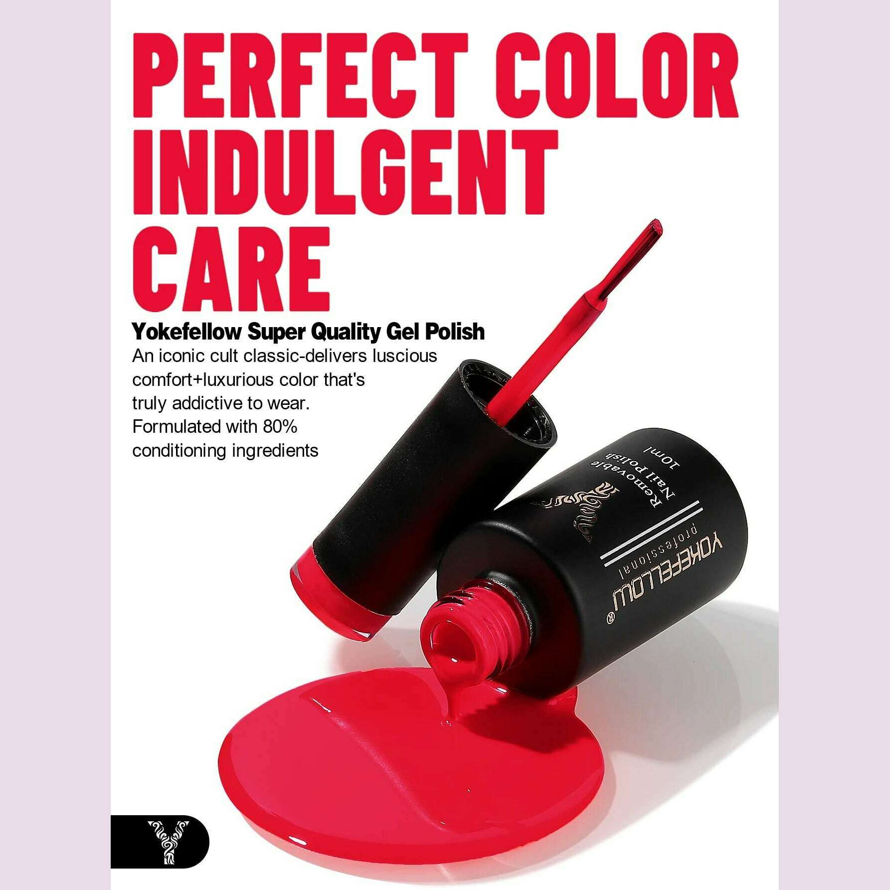 YOKEFELLOW 10ml Dark Red Series Gel Nail Polish Spring Summer Semi Permanent Low Odor Long-Wear Gel Varnish For Manicure AB003 - KIMLUD