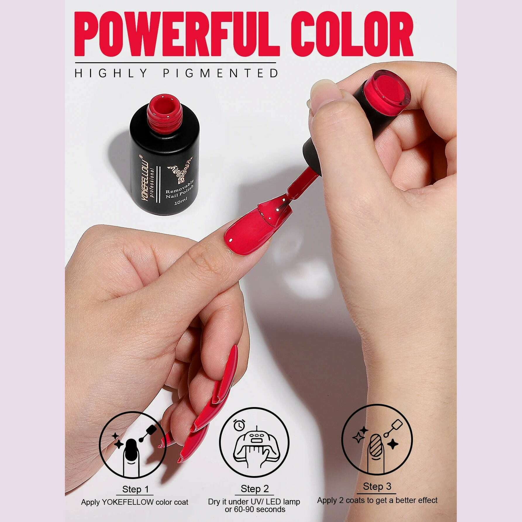 YOKEFELLOW 10ml Dark Red Series Gel Nail Polish Spring Summer Semi Permanent Low Odor Long-Wear Gel Varnish For Manicure AB003 - KIMLUD