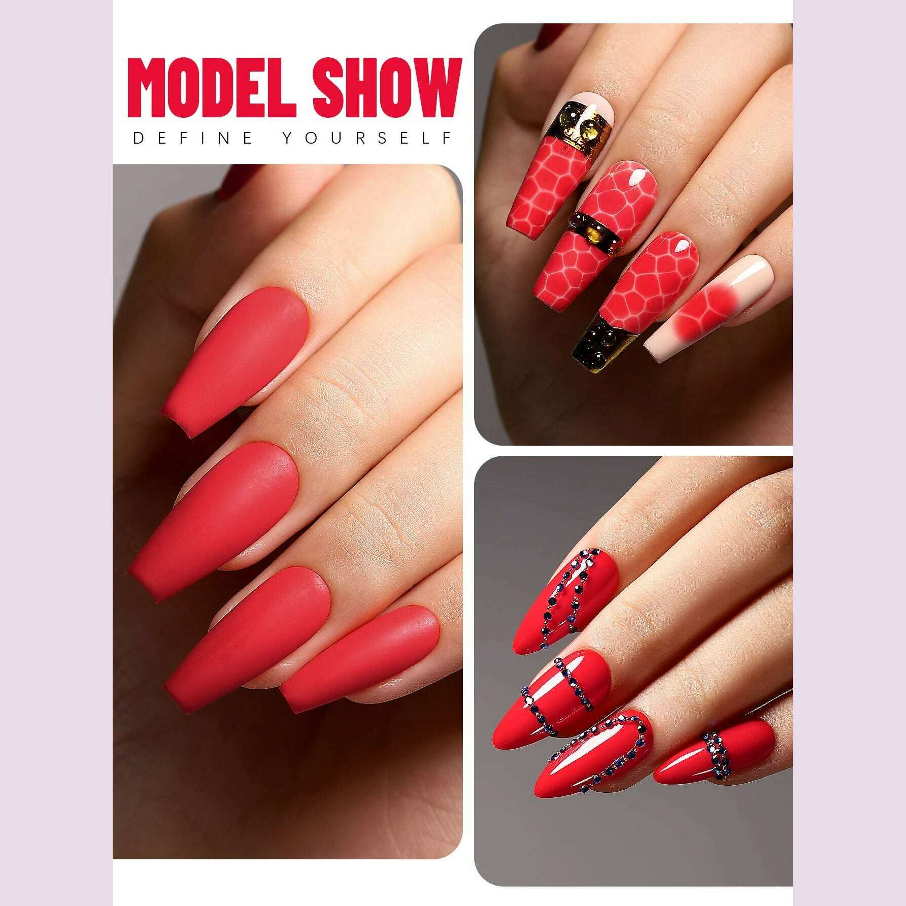 YOKEFELLOW 10ml Dark Red Series Gel Nail Polish Spring Summer Semi Permanent Low Odor Long-Wear Gel Varnish For Manicure AB003 - KIMLUD