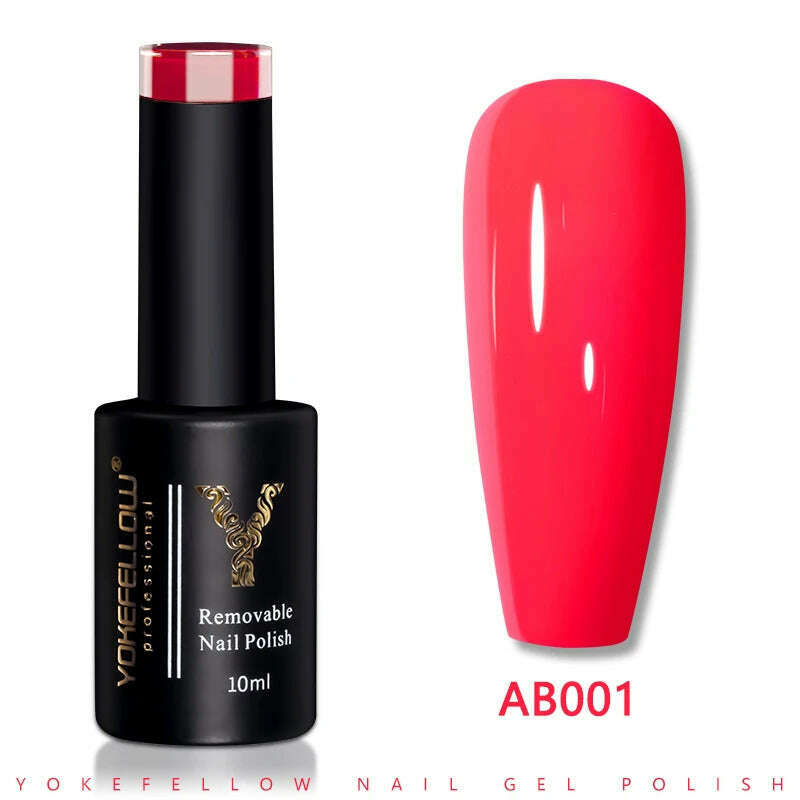 YOKEFELLOW 10ml Dark Red Series Gel Nail Polish Spring Summer Semi Permanent Low Odor Long-Wear Gel Varnish For Manicure AB003 - KIMLUD