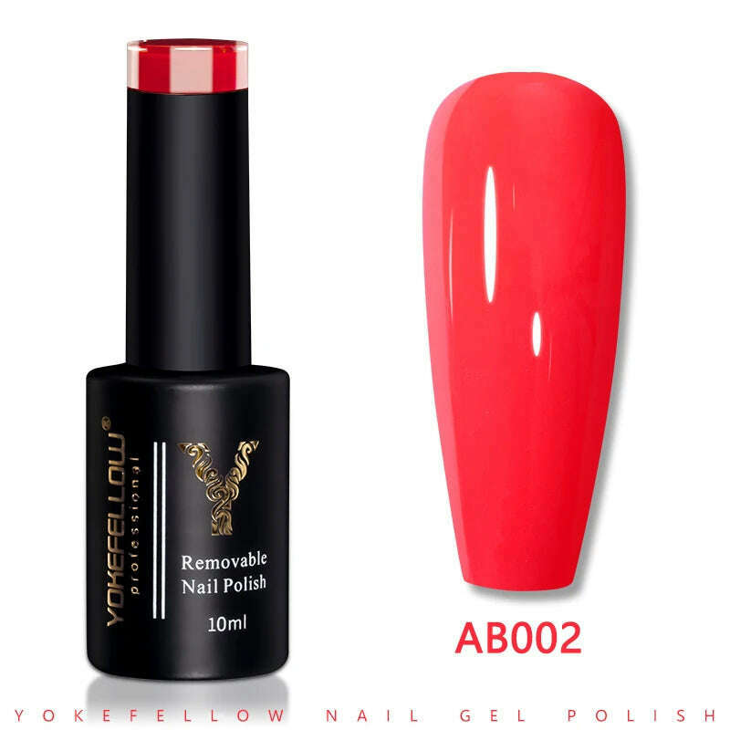 YOKEFELLOW 10ml Dark Red Series Gel Nail Polish Spring Summer Semi Permanent Low Odor Long-Wear Gel Varnish For Manicure AB003 - KIMLUD