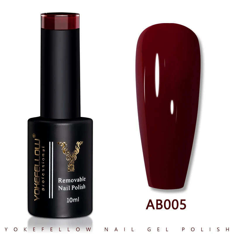 YOKEFELLOW 10ml Dark Red Series Gel Nail Polish Spring Summer Semi Permanent Low Odor Long-Wear Gel Varnish For Manicure AB003 - KIMLUD
