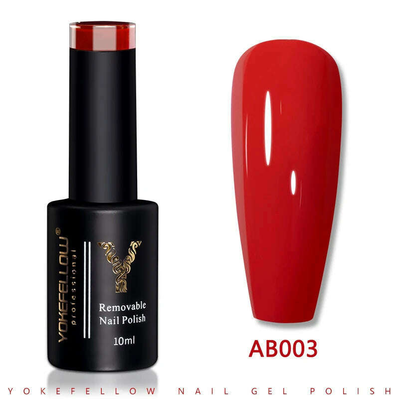 YOKEFELLOW 10ml Dark Red Series Gel Nail Polish Spring Summer Semi Permanent Low Odor Long-Wear Gel Varnish For Manicure AB003 - KIMLUD