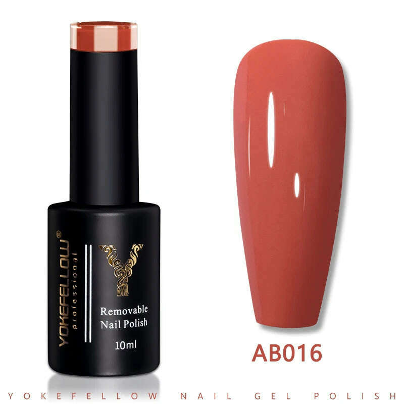 YOKEFELLOW 10ml Dark Red Series Gel Nail Polish Spring Summer Semi Permanent Low Odor Long-Wear Gel Varnish For Manicure AB003 - KIMLUD