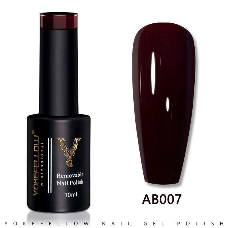 YOKEFELLOW 10ml Dark Red Series Gel Nail Polish Spring Summer Semi Permanent Low Odor Long-Wear Gel Varnish For Manicure AB003 - KIMLUD