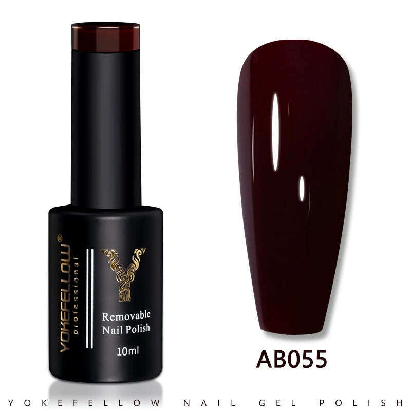 YOKEFELLOW 10ml Dark Red Series Gel Nail Polish Spring Summer Semi Permanent Low Odor Long-Wear Gel Varnish For Manicure AB003 - KIMLUD