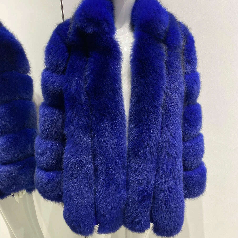 KIMLUD, YOLOAgain Women's Stand Collar Real Fox Fur Jacket Natural Fox Fur Coat 2024 Winter, As Shown 4 / M, KIMLUD APPAREL - Womens Clothes