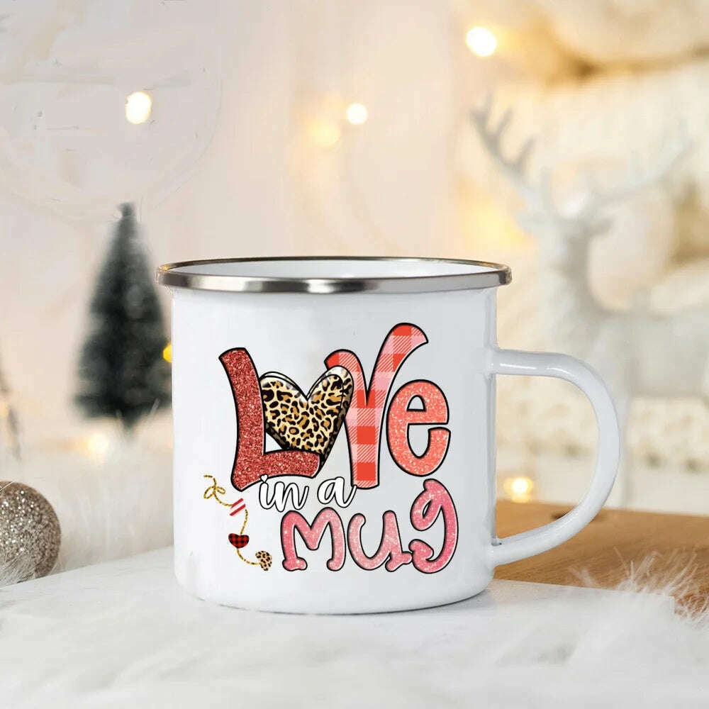 You Are So Loved Print Coffee Mug Valentine Enamel Mugs Valentine's Party Wine Juice Cups Valentine Cup Present for Her/ Family, UXH369474-A015WH-8 / 360ml, KIMLUD Women's Clothes