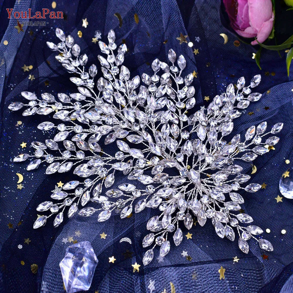 KIMLUD, YouLaPan Bling Rhinestone Headband  Wedding Bridesmaid Headwear Women Fashion Hair Accessories Handmade Bride Tiara HP438, KIMLUD Womens Clothes