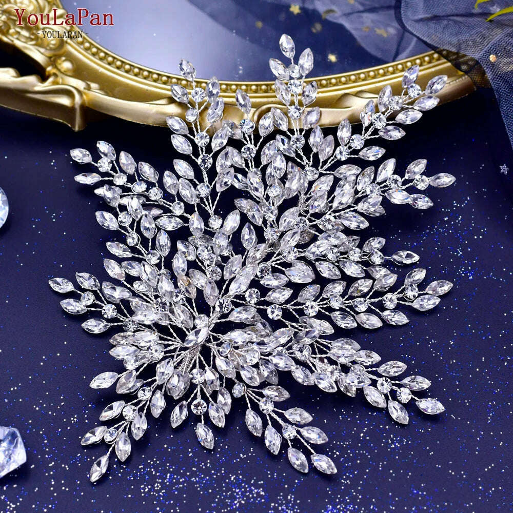 KIMLUD, YouLaPan Bling Rhinestone Headband  Wedding Bridesmaid Headwear Women Fashion Hair Accessories Handmade Bride Tiara HP438, KIMLUD Womens Clothes