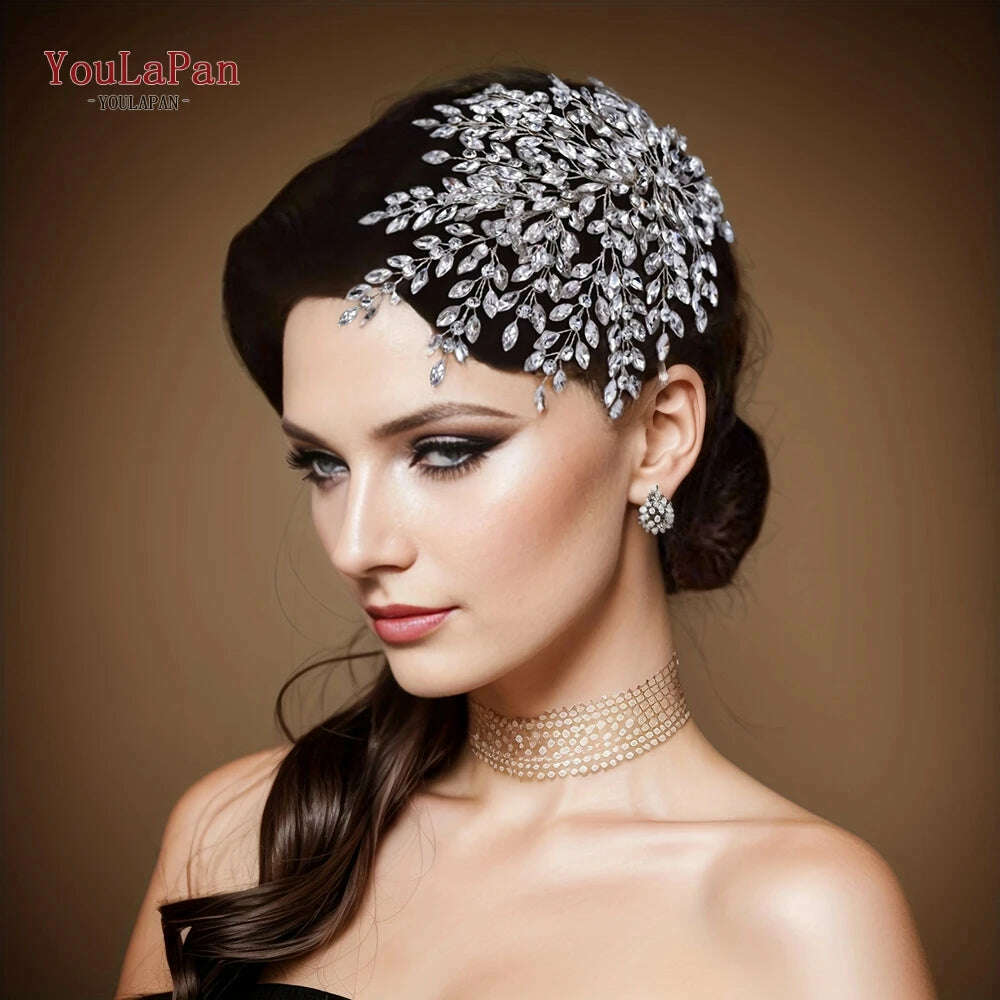 KIMLUD, YouLaPan Bling Rhinestone Headband  Wedding Bridesmaid Headwear Women Fashion Hair Accessories Handmade Bride Tiara HP438, KIMLUD Womens Clothes