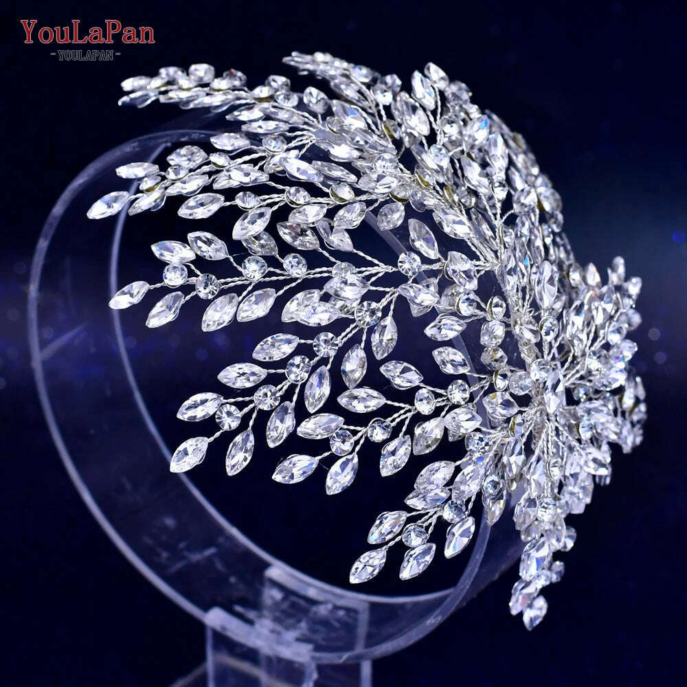 KIMLUD, YouLaPan Bling Rhinestone Headband  Wedding Bridesmaid Headwear Women Fashion Hair Accessories Handmade Bride Tiara HP438, KIMLUD Womens Clothes