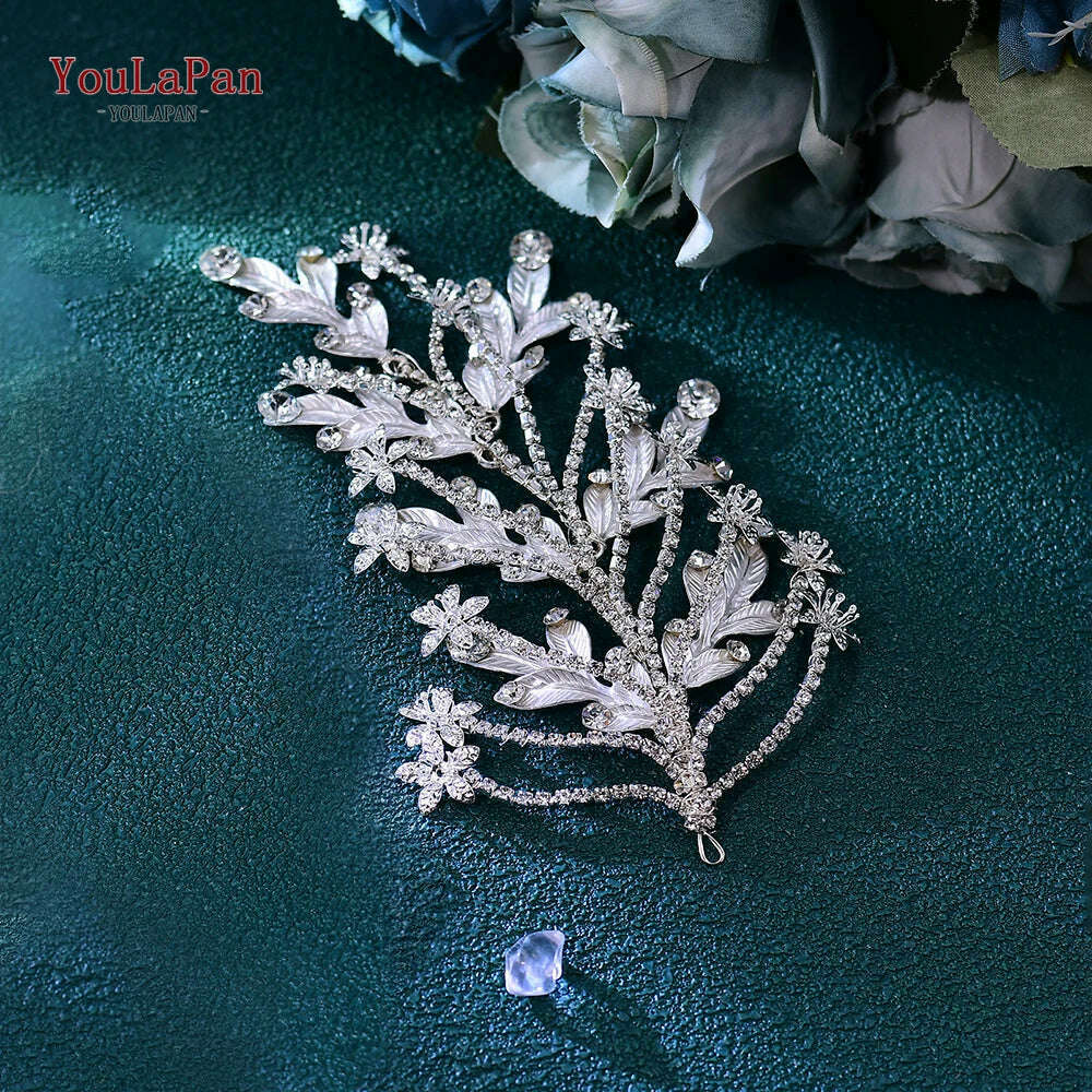 KIMLUD, YouLaPan Bling Rhinestone Headband  Wedding Bridesmaid Headwear Women Fashion Hair Accessories Handmade Bride Tiara HP438, HP662-right, KIMLUD APPAREL - Womens Clothes