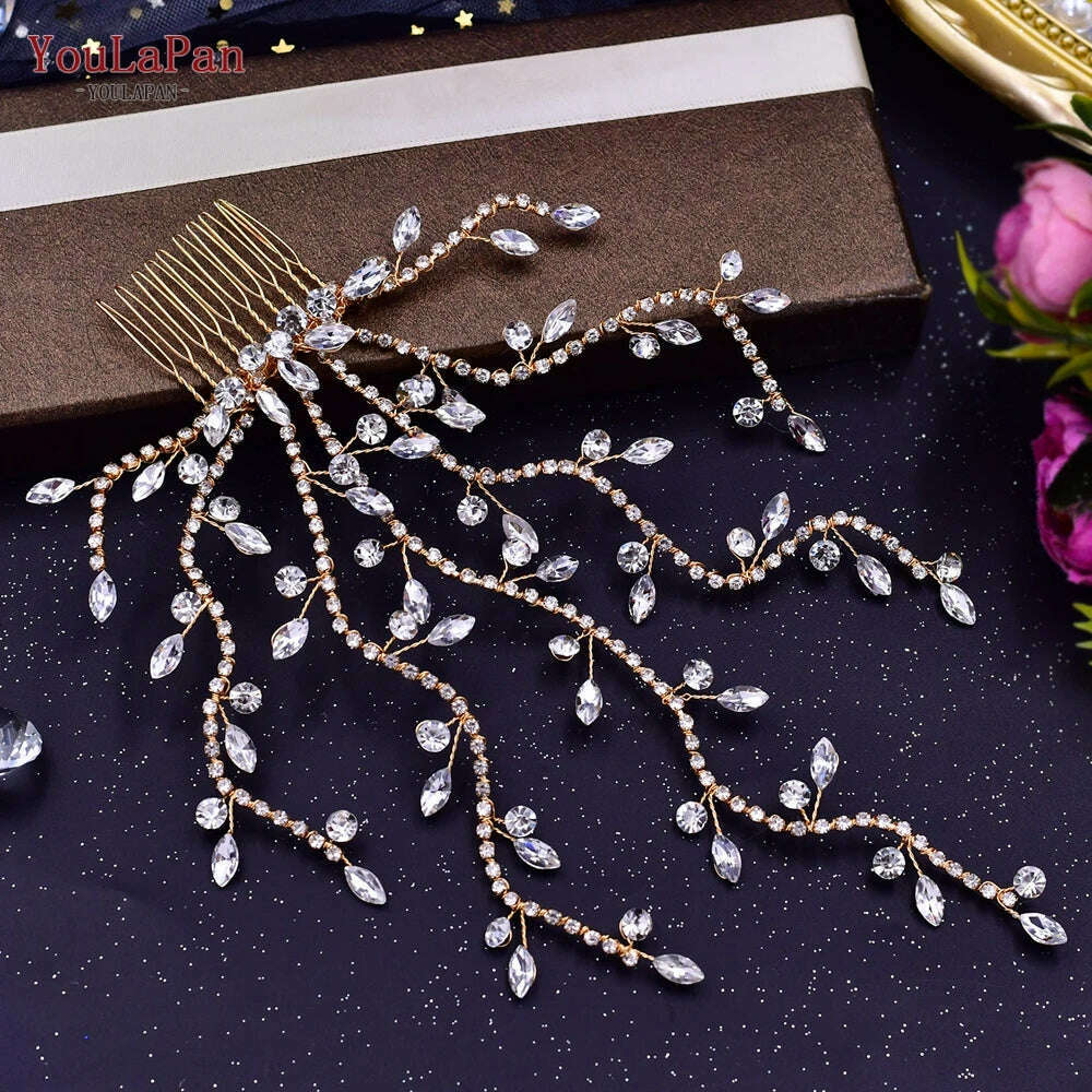 KIMLUD, YouLaPan Bling Rhinestone Headband  Wedding Bridesmaid Headwear Women Fashion Hair Accessories Handmade Bride Tiara HP438, HP481-G, KIMLUD APPAREL - Womens Clothes