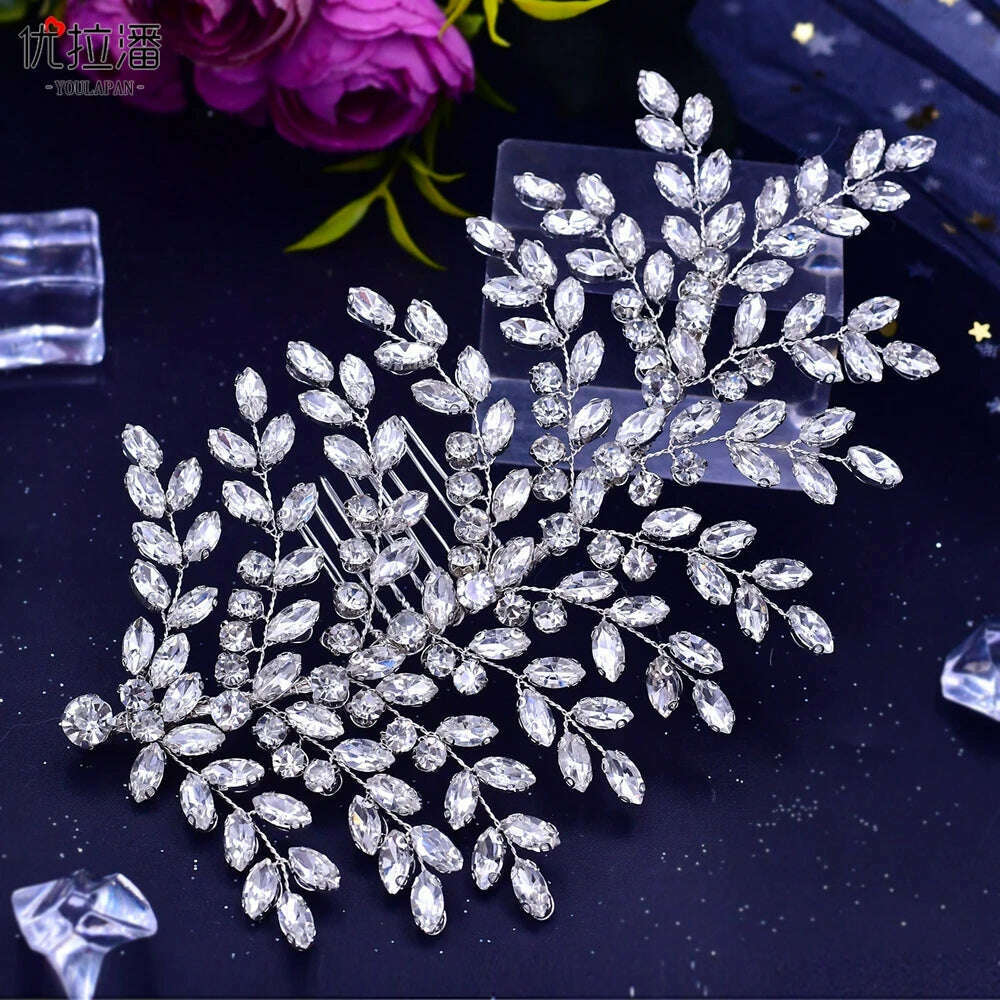 KIMLUD, YouLaPan Bling Rhinestone Headband  Wedding Bridesmaid Headwear Women Fashion Hair Accessories Handmade Bride Tiara HP438, HP432-right, KIMLUD APPAREL - Womens Clothes