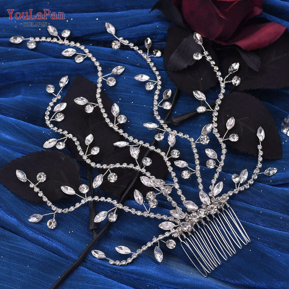 KIMLUD, YouLaPan Bling Rhinestone Headband  Wedding Bridesmaid Headwear Women Fashion Hair Accessories Handmade Bride Tiara HP438, HP481-S, KIMLUD APPAREL - Womens Clothes